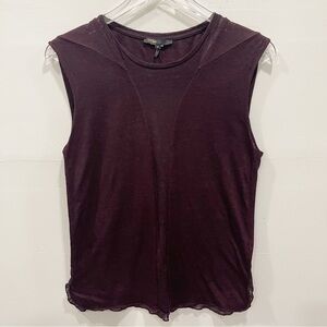 Maje Burnout Burgundy Tank Top Cutout Size 2